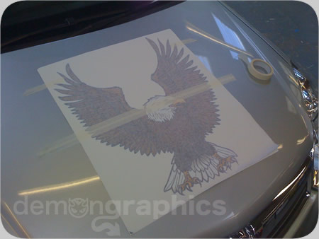 Fitting a bonnet eagle car sticker 1