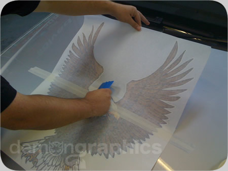 Fitting a bonnet eagle car sticker 2